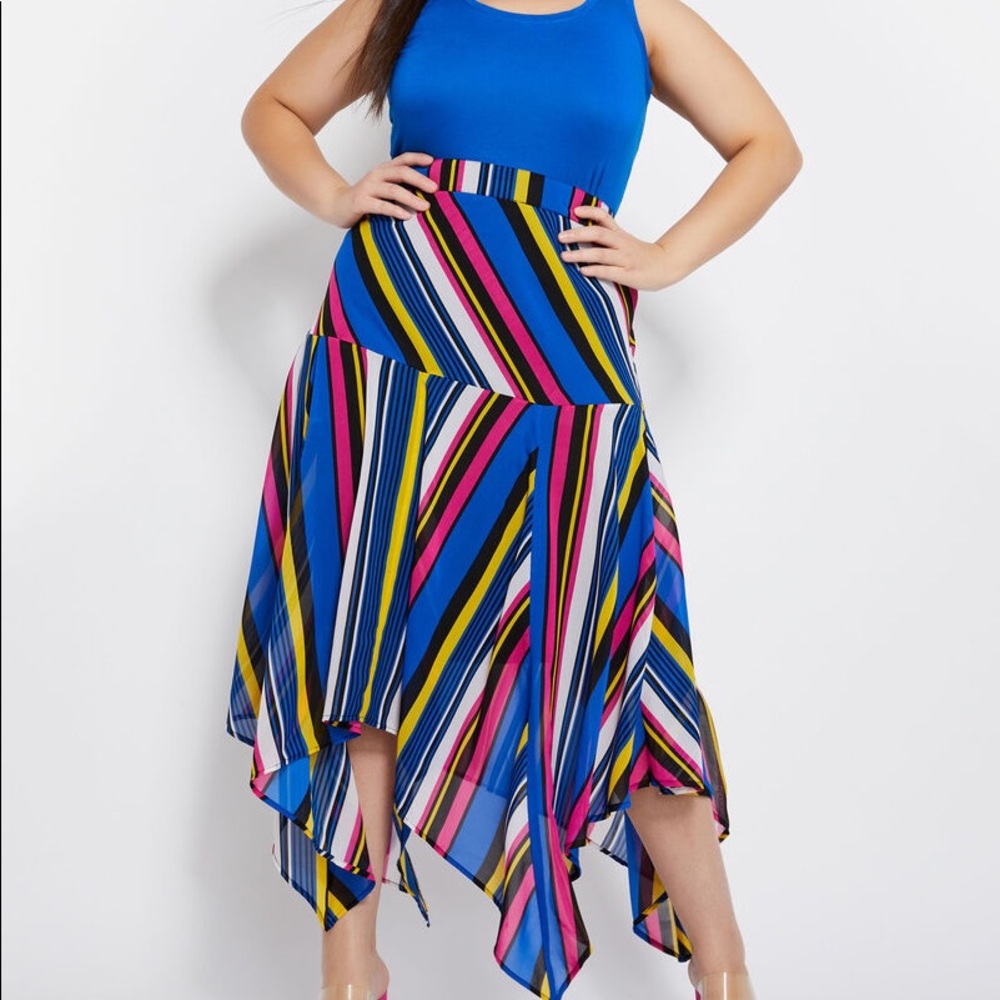 ASHLEY STEWART Striped Handkerchief Skirt